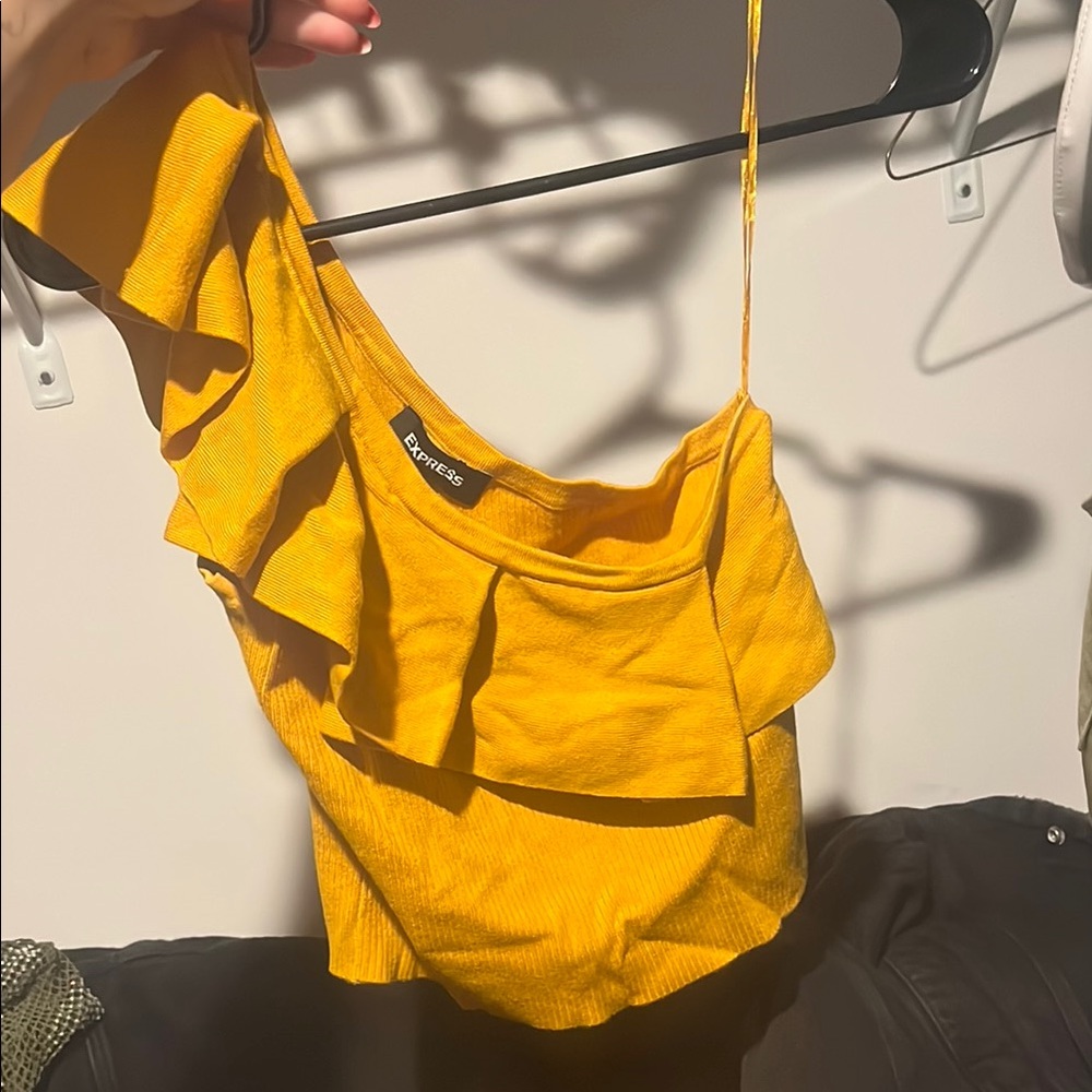 Yellow Women's One Shoulder Top
